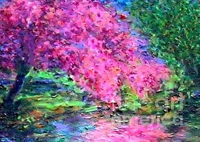 Mirror mirror mirror on the river tell me who is the prettiest tree Painting by Marie-Line Vasseur