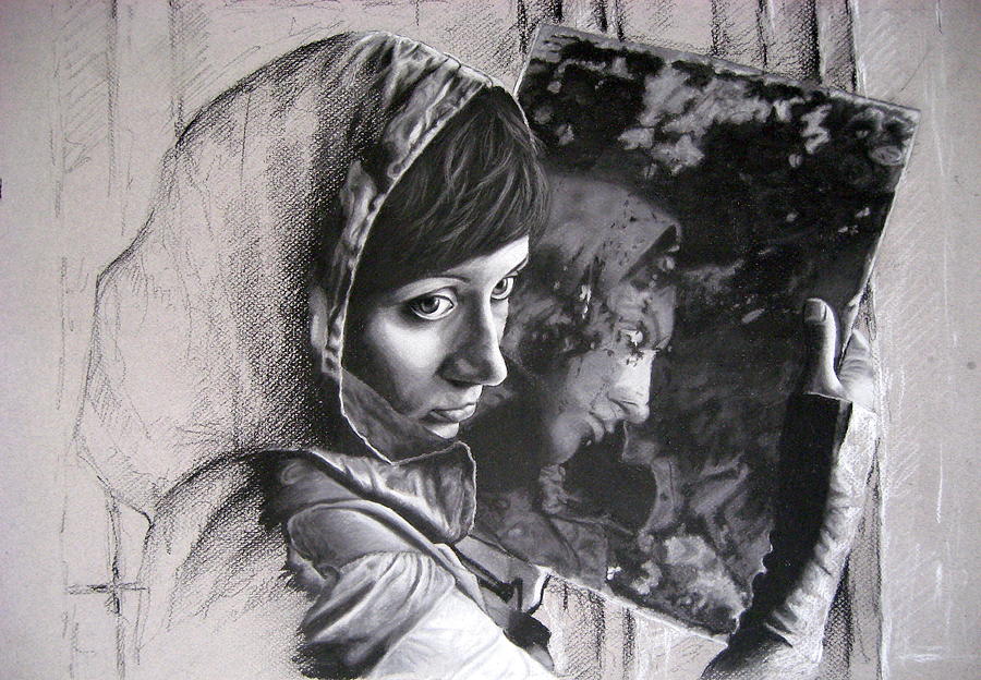 Black And White Painting - Mirror by Mojgan Jafari