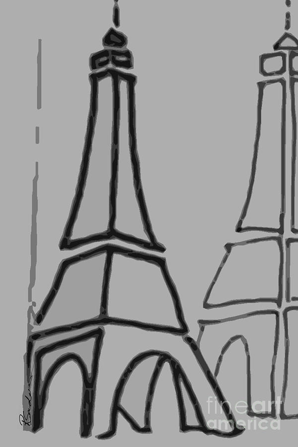 Mirrored Eiffel Tower Drawing by Robyn Saunders