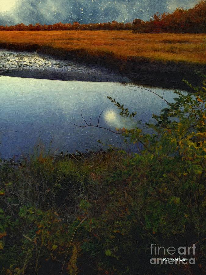 Mirrored Moon Painting by RC DeWinter