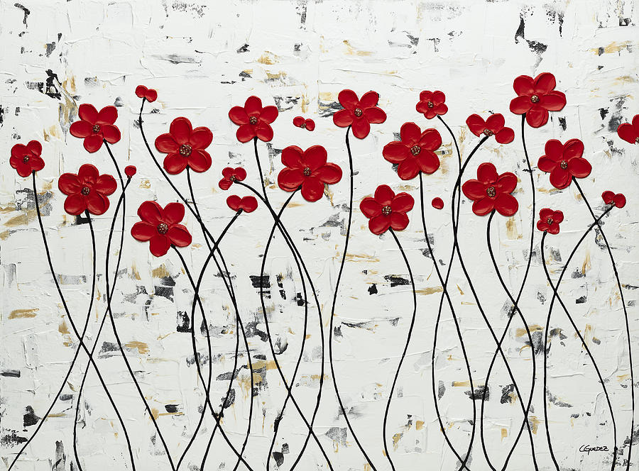 Red Poppy Painting - Mis Amores by Carmen Guedez