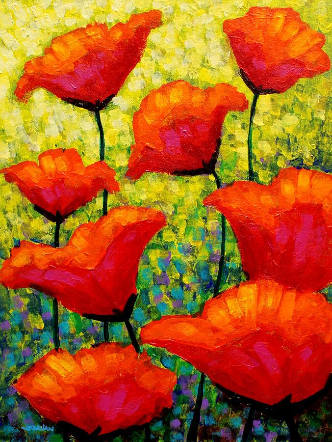Flower Painting - Mischas Poppies by John  Nolan