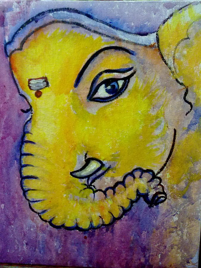 Mischievous Ganesha Painting by Asha Sudhaker Shenoy