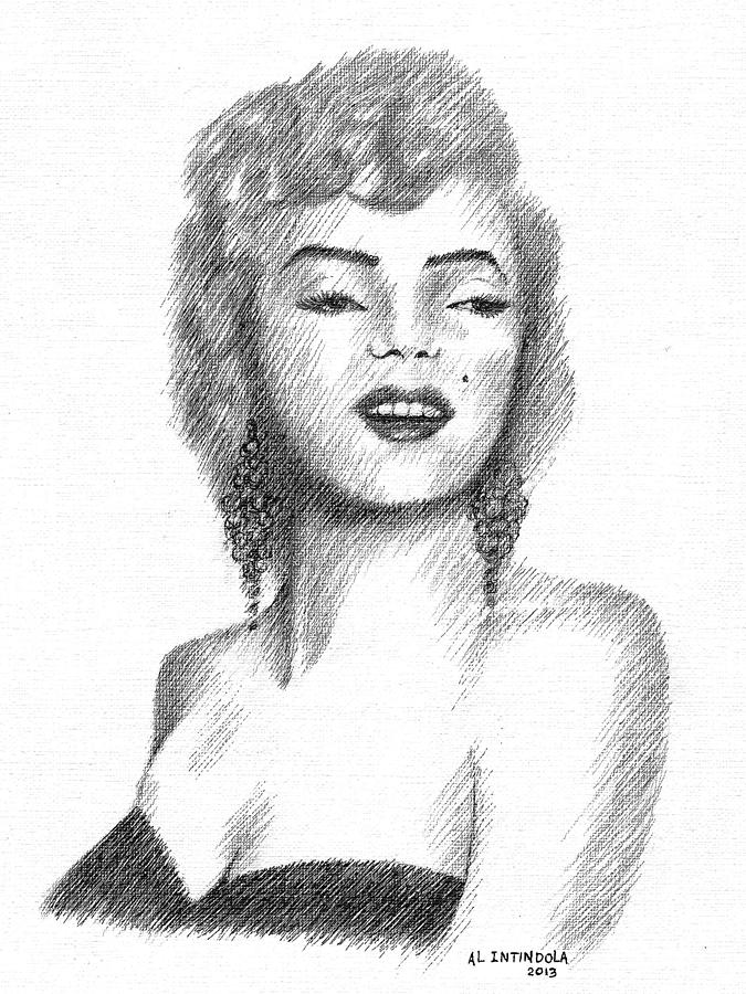 Miss Monroe Drawing by Al Intindola