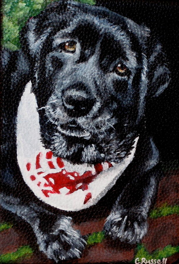 Black Labrador Painting - Miss Piggy Bright by Carol Russell
