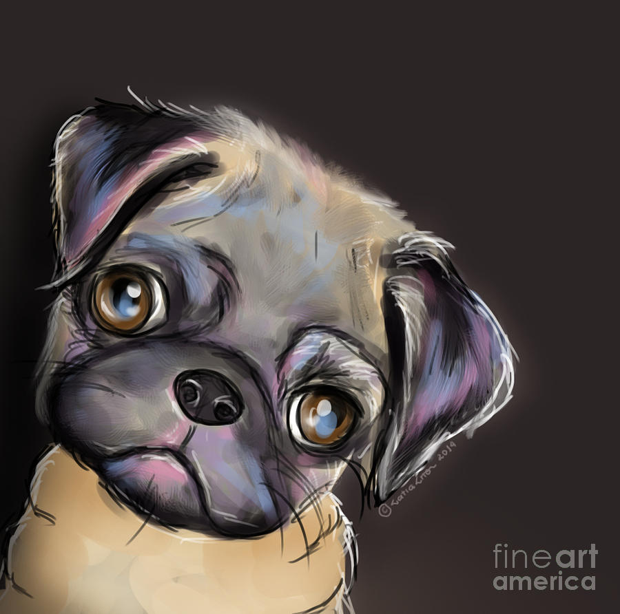 Miss Pug Painting by Catia Lee
