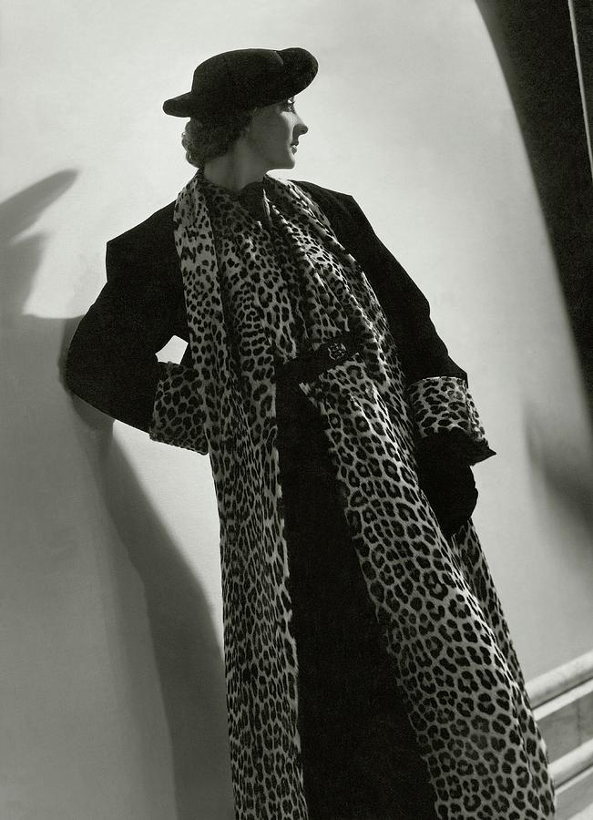 Miss Sheldon Modeling A Leopard Print Coat Photograph by Horst P. Horst