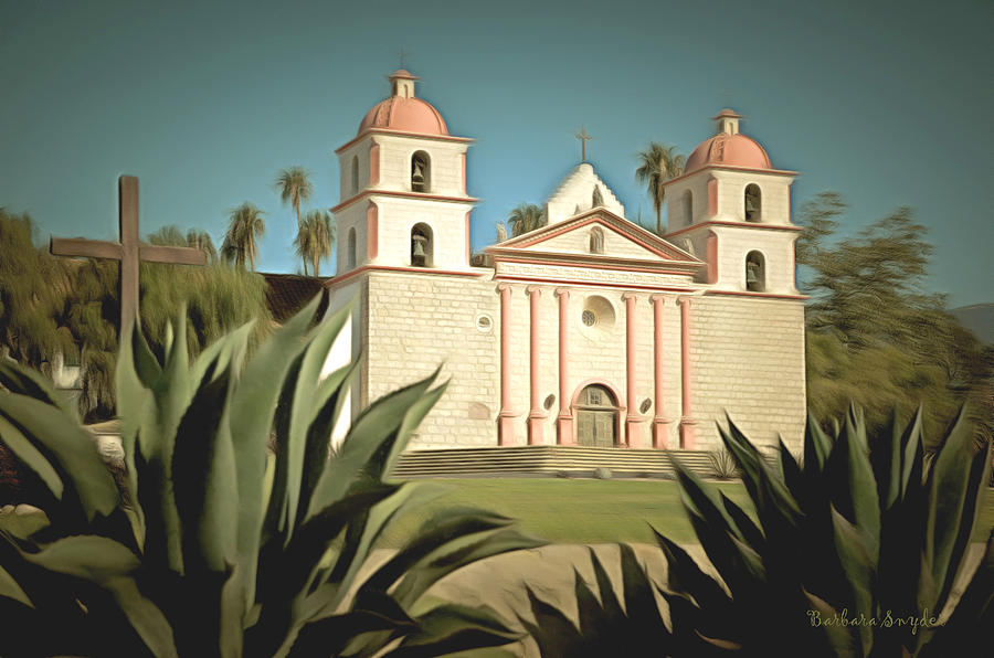 Santa Barbara Mission Painting by Barbara Snyder