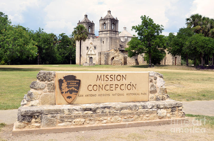 Mission Concepcion And Entrance Sign In San Antonio Missions National   Mission Concepcion And Entrance Sign In San Antonio Missions National Historical Park Texas Shawn Obrien 