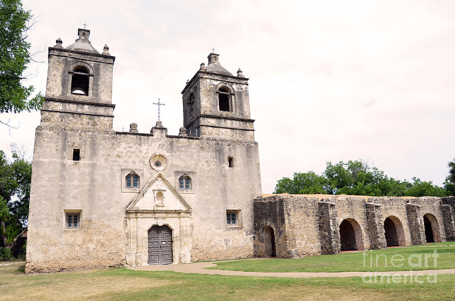 Architecture Photograph - Mission Concepcion Facade in San Antonio Missions National Historical Park Texas by Shawn OBrien
