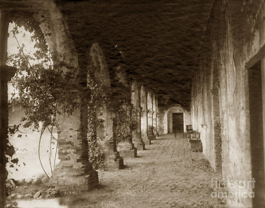 Mission Photograph - Mission Corridor San Juan Capistrano by Monterey County Historical Society