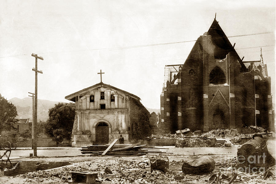 San Francisco Photograph - Mission Dolores San Francisco Earthquake and Fire of April 18 1906 by Monterey County Historical Society