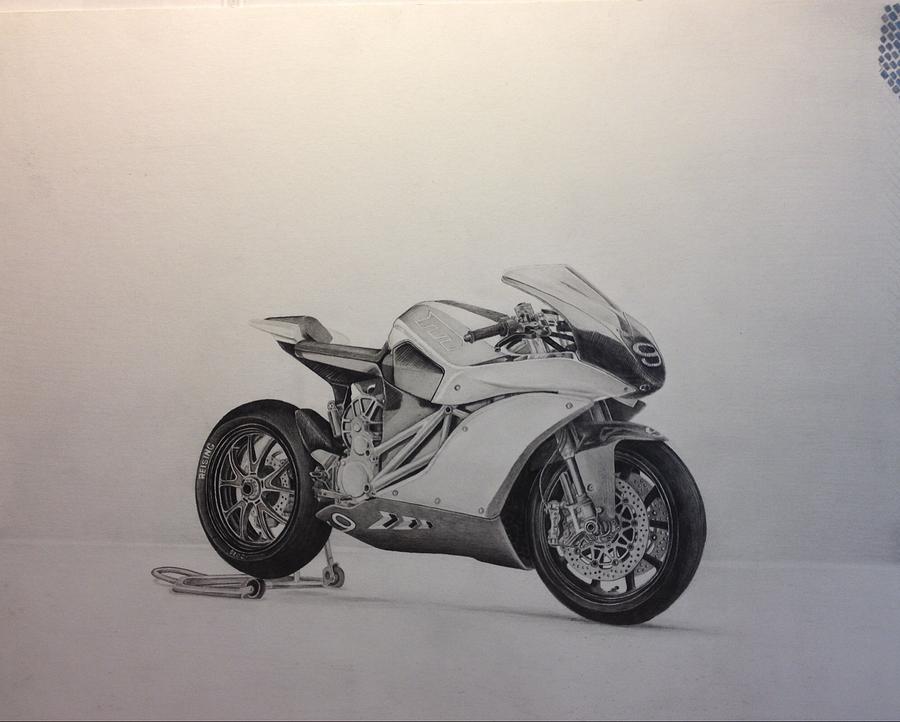 Mission Electric Superbike Drawing by Gary Reising