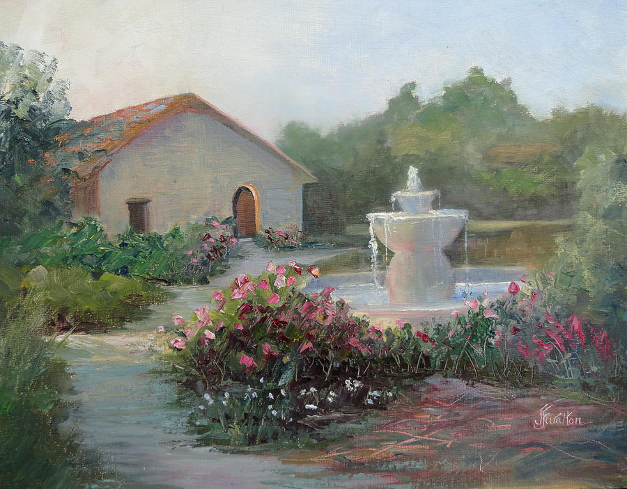 Mission Fountain Painting by Judy Fischer Walton