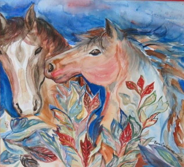Horse Painting - Mission Horses by Karen Mary Castranova
