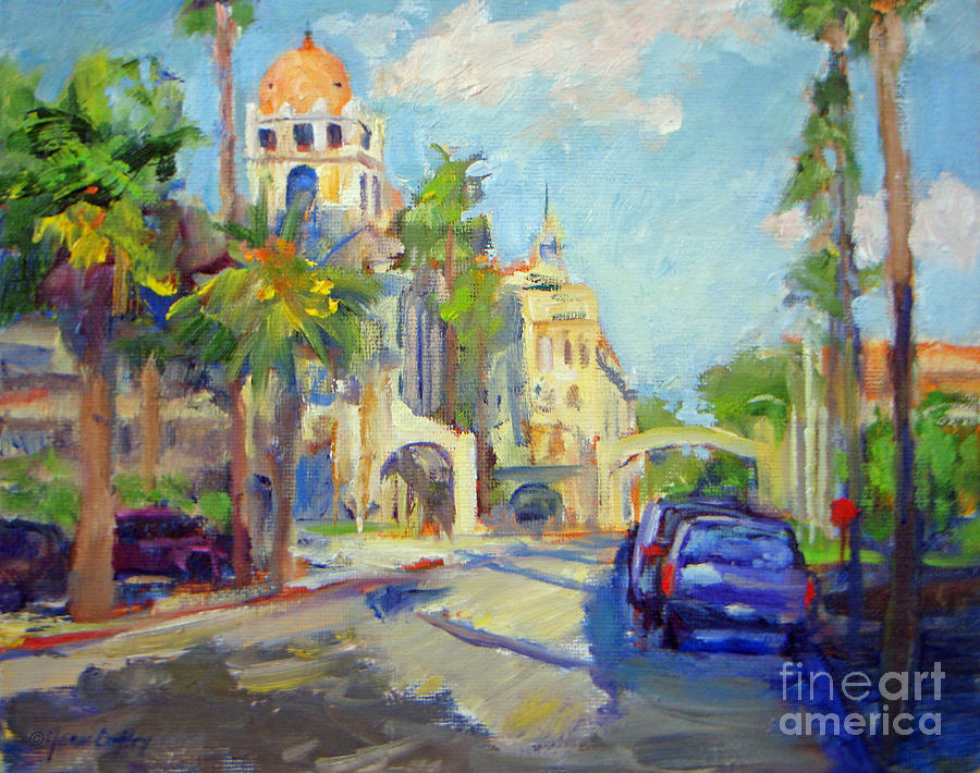 Mission Inn View On Sixth Street Painting by Joan Coffey