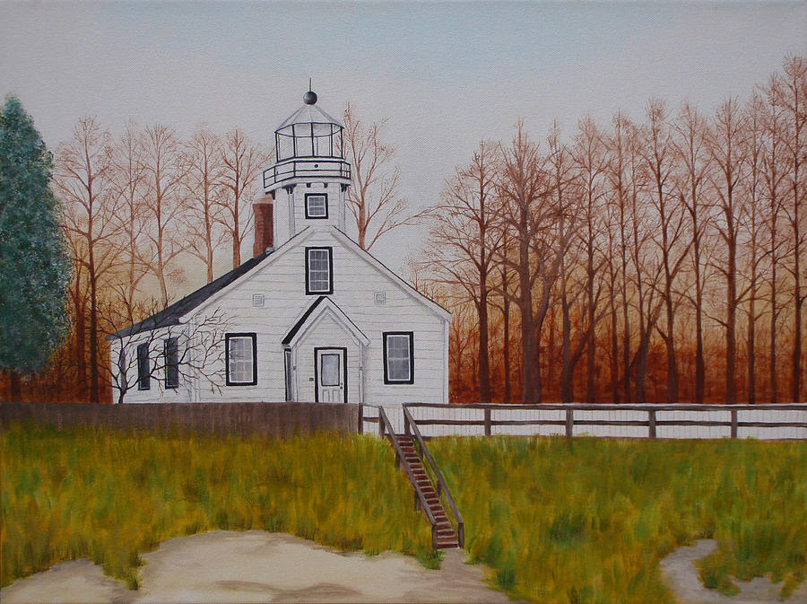 Fall Painting - Mission Point Lighthouse by Brandy Gerber