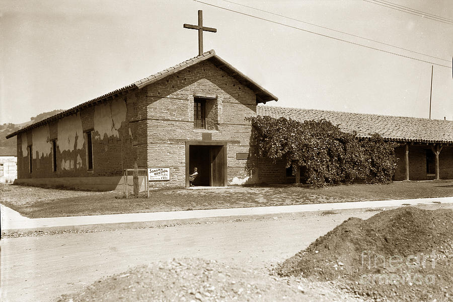 Mission Photograph - Mission San Francisco Solano Sonoma California circa 1920 by Monterey County Historical Society