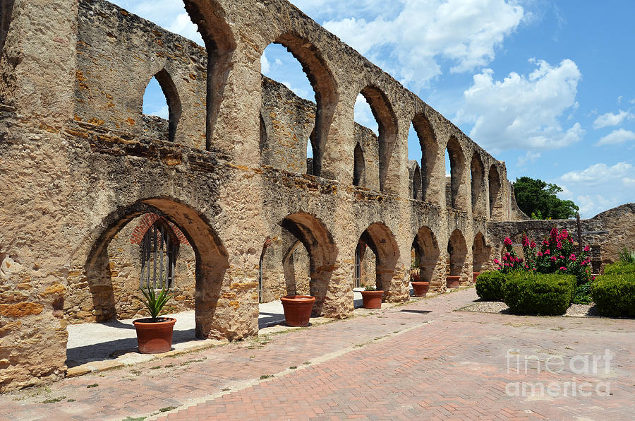 Mission San Jose Promenade Arches and Courtyard in San Antonio Missions National Historical Park Photograph by Shawn OBrien