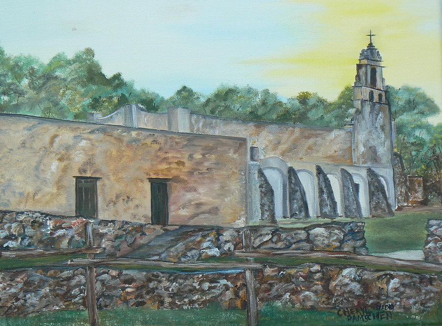 Spanish Mission Painting - Mission San Juan by Cheryl Damschen