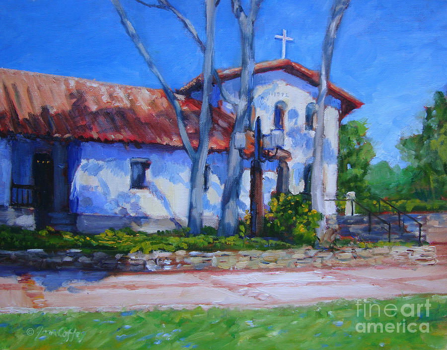 Mission San Luis Obispo Painting by Joan Coffey