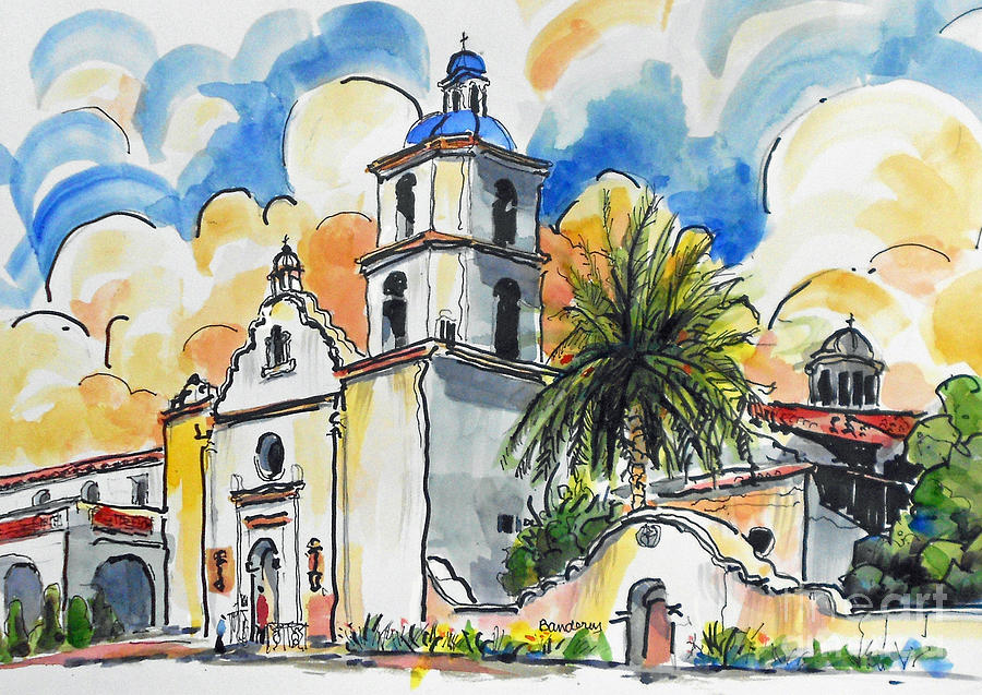 Mission San Luis Rey  Painting by Terry Banderas