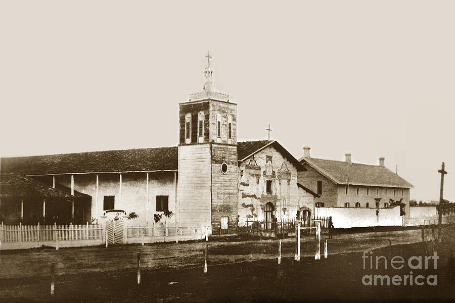 Mission Photograph - Mission Santa Clara de Asis California circa 1870 by Monterey County Historical Society