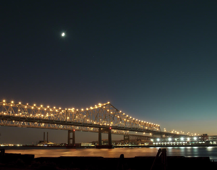 Mississippi Bridge Moonlight Photograph by Ray Devlin
