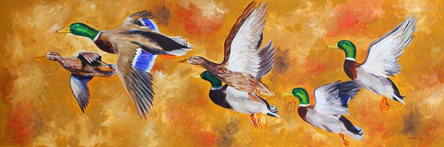 Mississippi Delta Mallards Painting by Karl Wagner