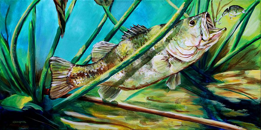 Mississippi Largemouth Bass Painting by Karl Wagner