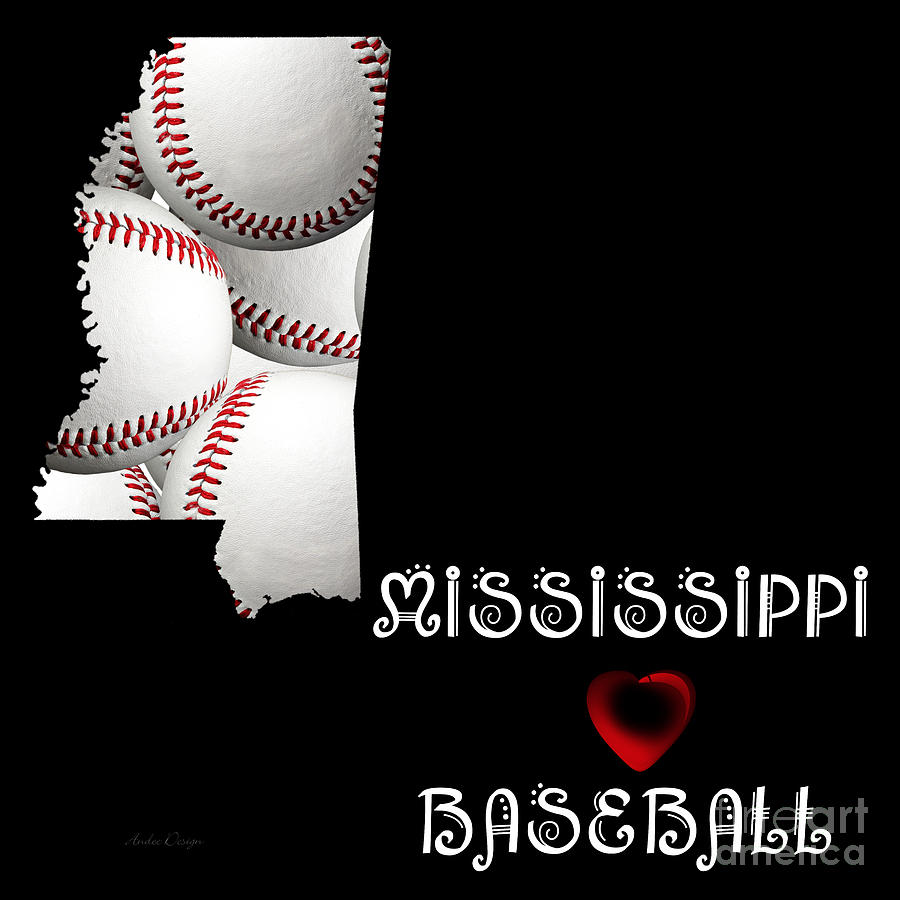Mississippi Loves Baseball Digital Art by Andee Design