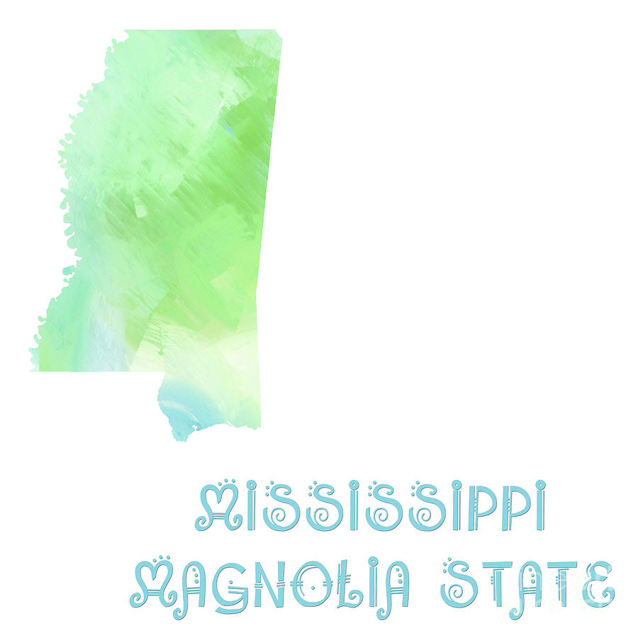 Mississippi - Magnolia State - Map - State Phrase - Geology Digital Art by Andee Design