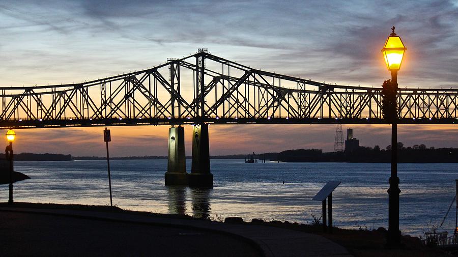 Mississippi River Bridge Natchez Sunset Photograph by Jim Albritton