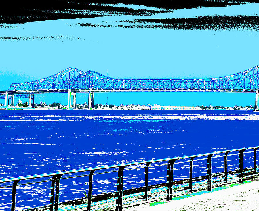 Bridge Digital Art - Mississippi River Bridge Poster by Alys Caviness-Gober