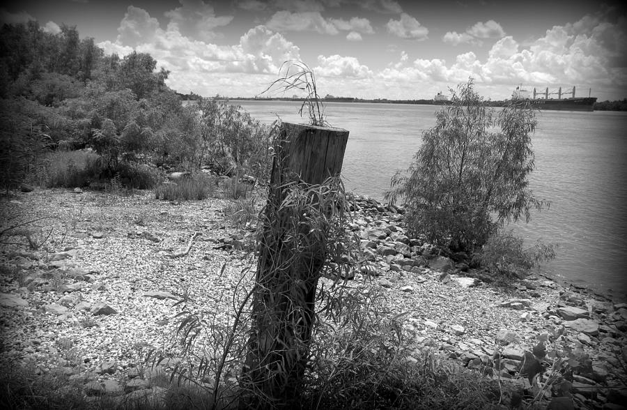 Black And White Photograph - Mississippi River - BW by Beth Vincent
