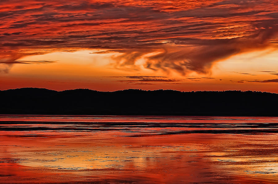 Sunset Photograph - Mississippi River Sunset by Don Schwartz