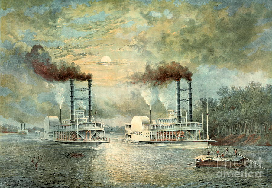 Mississippi Steamboat Race 1859 Photograph by Padre Art