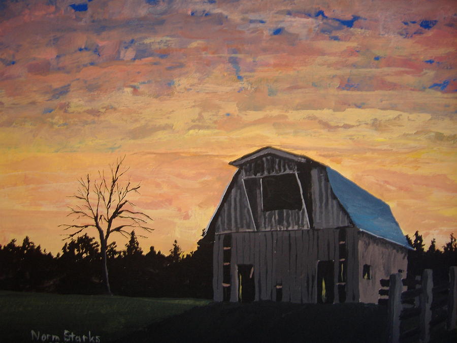 Sunset Painting - Missouri Barn by Norm Starks