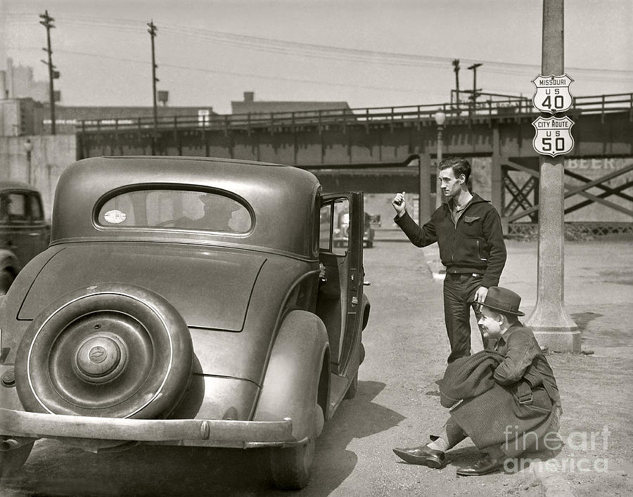 Missouri Hitchhikers 1934 Photograph by Martin Konopacki Restoration
