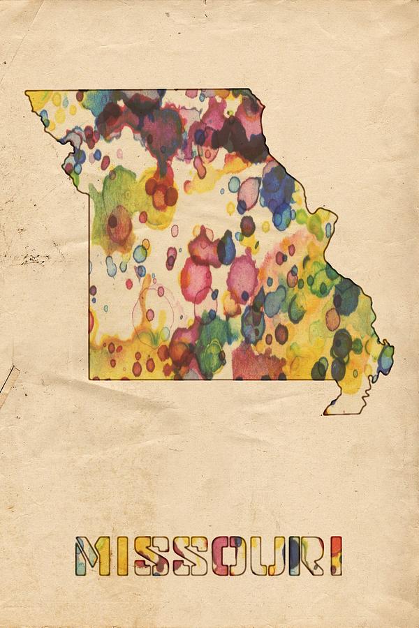 Missouri Map Vintage Watercolor Painting by Florian Rodarte