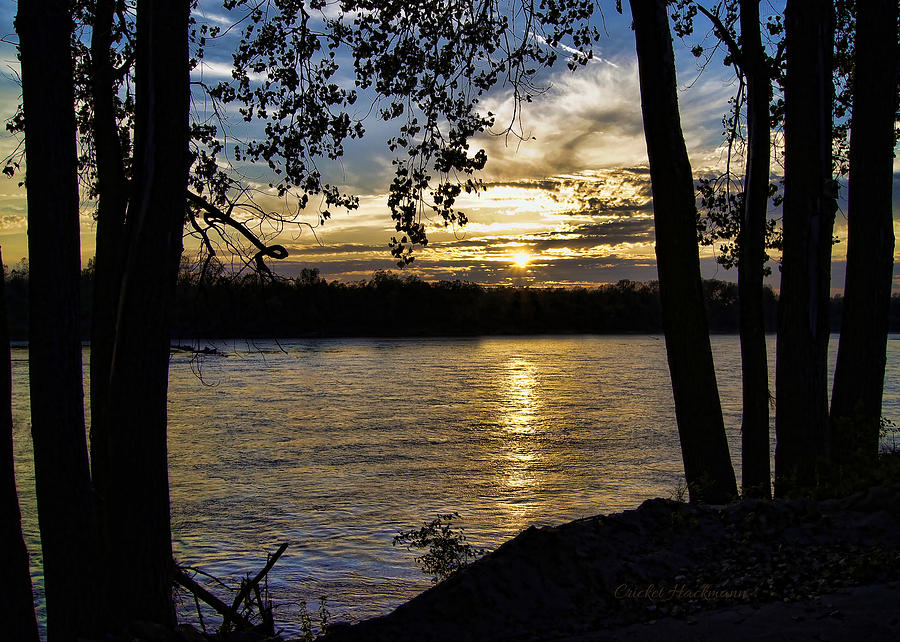 Sunset Photograph - Missouri River Sunset by Cricket Hackmann