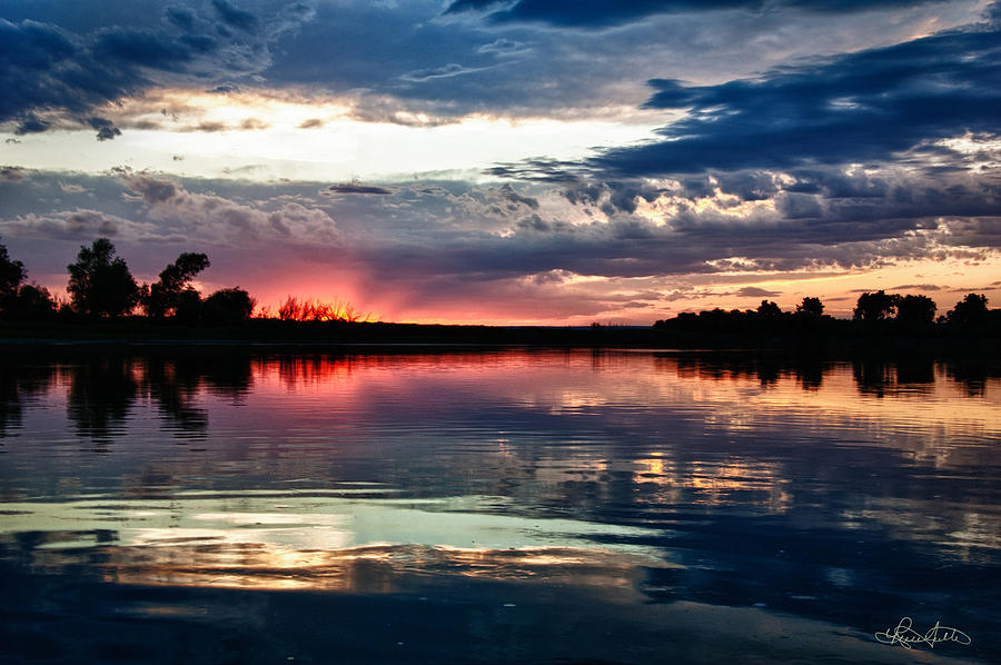 Sunset Photograph - Missouri River Sunset by Renee Sullivan