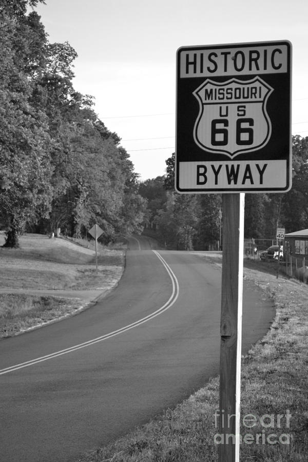 Black And White Photograph - Missouri Route 66 by Cat Rondeau