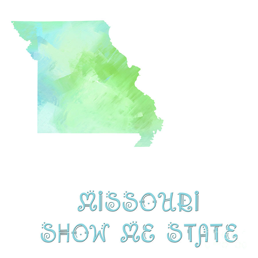 Missouri - Show Me State - Map - State Phrase - Geology Digital Art by Andee Design