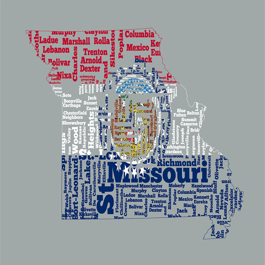 Missouri State Flag Word Cloud Digital Art by Brian Reaves