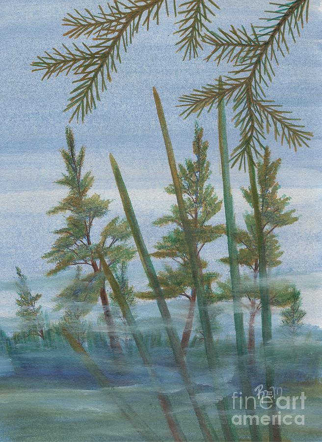 Landscape Painting - Mist In The Marsh by Robert Meszaros
