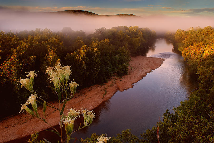 Mist on the Current River Photograph by Robert Charity