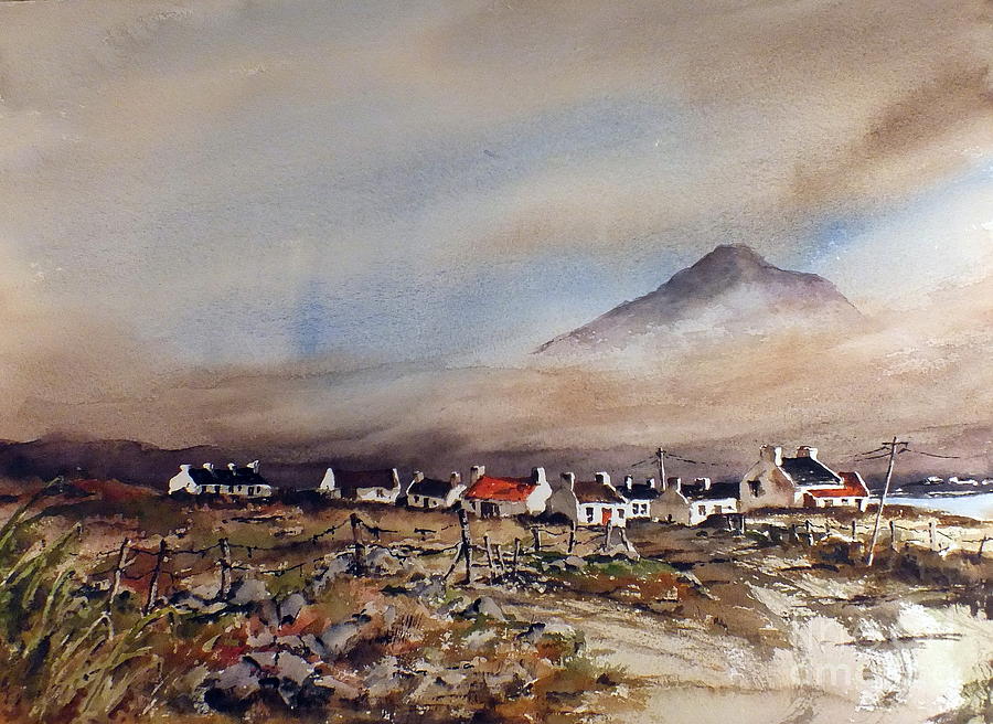 Cottage Painting - Mist over Dugort Achill Island Mayo by Val Byrne