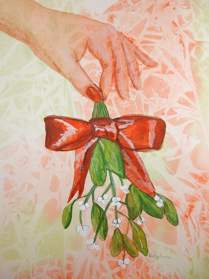 Christmas Painting - Mistletoe by Betty-Anne McDonald