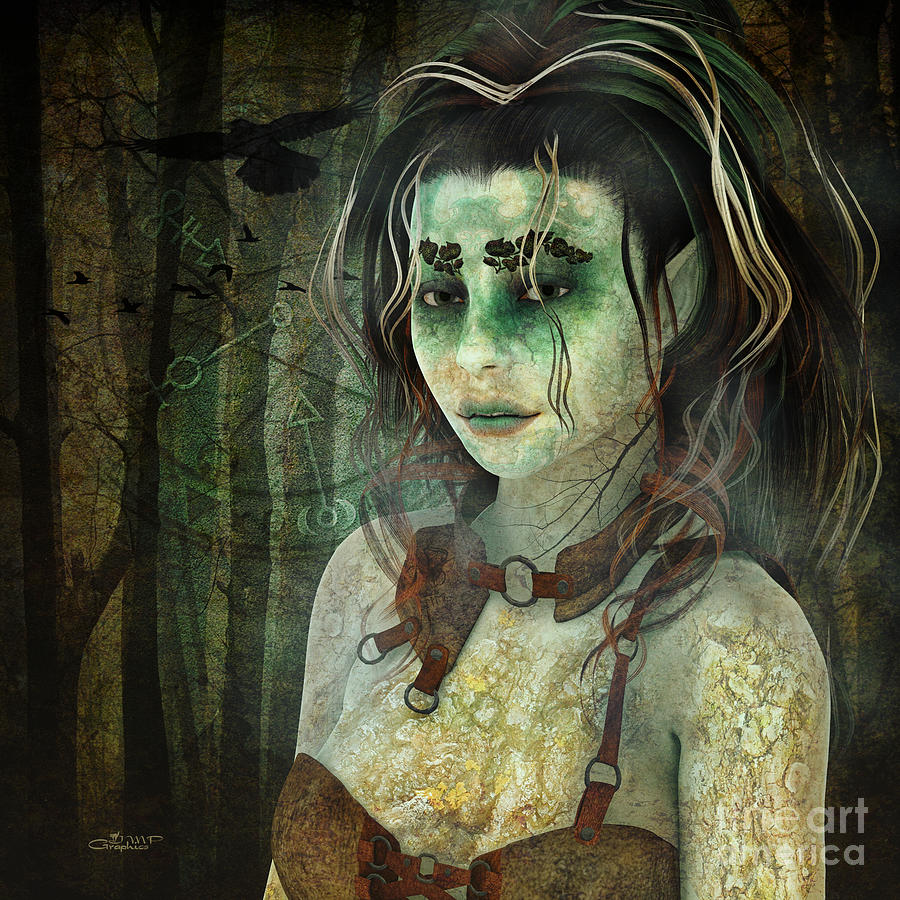 Mistress of the Dark Woods Digital Art by Jutta Maria Pusl